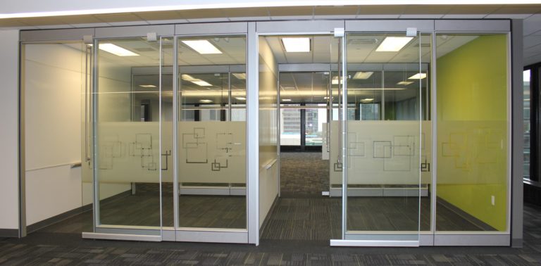 Glass walls with frosting